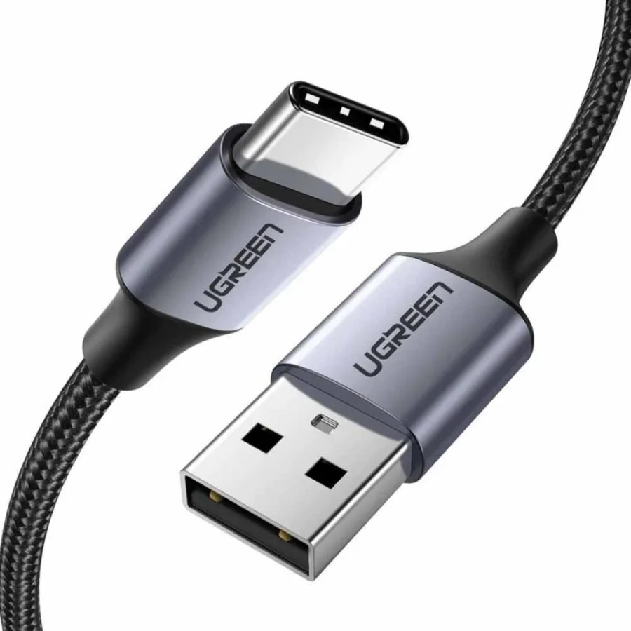 Ugreen 60126 USB-A 2.0 to USB-C Cable Nickel Plating Aluminium Braid 1m - Black