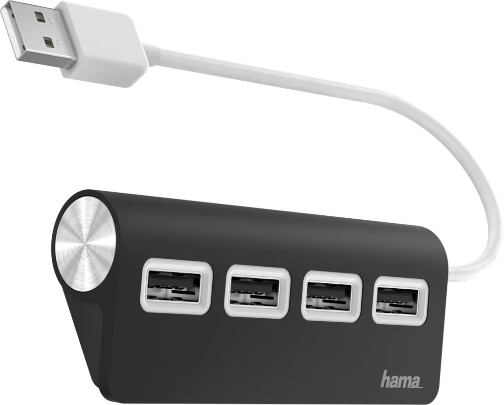 HAMA 4 Port USB 2.0 Desktop Hub, Black - HM.200119
