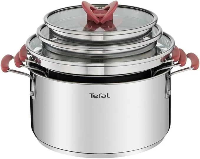 Tefal Optispace Steel Pot Set - 6 Piece 2100115981