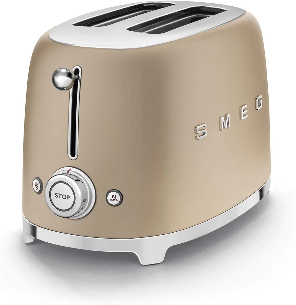 Smeg TSF01CHM 50's Retro Style 2 Slice Toaster – Matte Champaigne