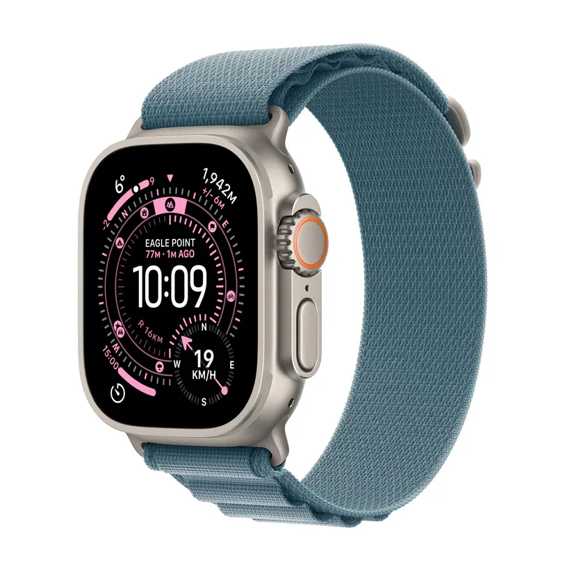 Apple Watch Ultra 3 49mm Natural Titanium Case with Light Blue Alpine Loop - MEWK4 - MEWP4