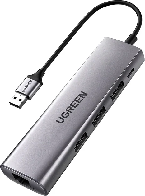 Ugreen 5in1 USB-A 3.0 - RJ45 3x USB-A 3.0 micro USB Adapter - Gray CM266 60812