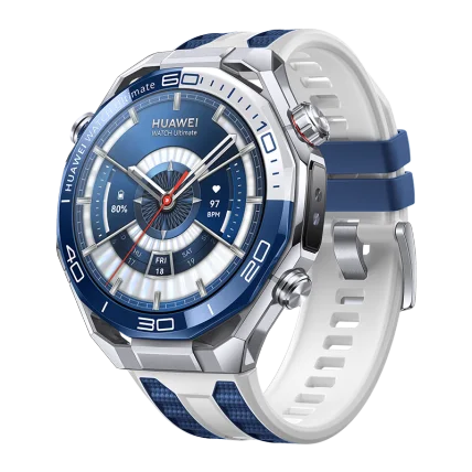 Huawei Watch Ultimate 2 with Dual-Color Blue and White Fluoroelastomer Strap
