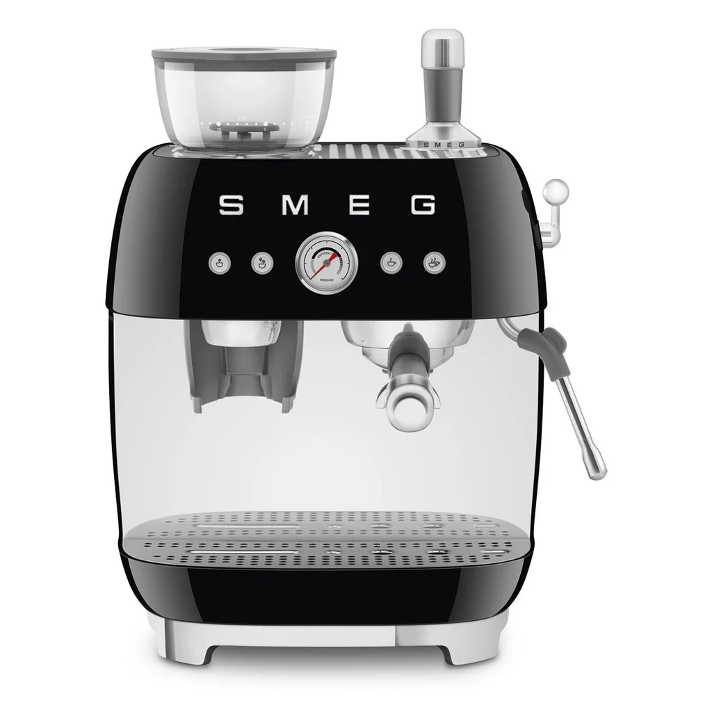 Smeg EGF03BLEU 50's Style Manual Espresso Coffee Machine With Built-in Grinder Black
