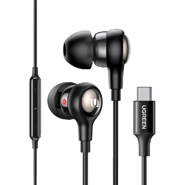 Ugreen USB-C Wired Earphones (Semi-In-Ear) with Microphone & Volume Control - Black 37562