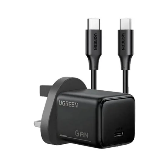 Ugreen Wall Charger GaN USB-C Port 30W With USB-C Cable - Black 75958
