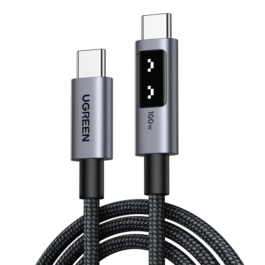 Ugreen USB-C to USB-C Braided Cable 100W with Smart Digital Display 1M Gray 35501
