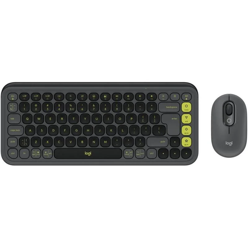 Logitech Pop Icon Combo Wireless Keyboard and Mouse Graphite and Green